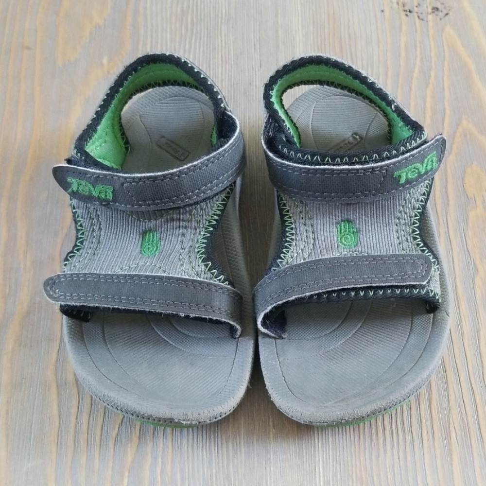 Grey and green Teva Sandals
